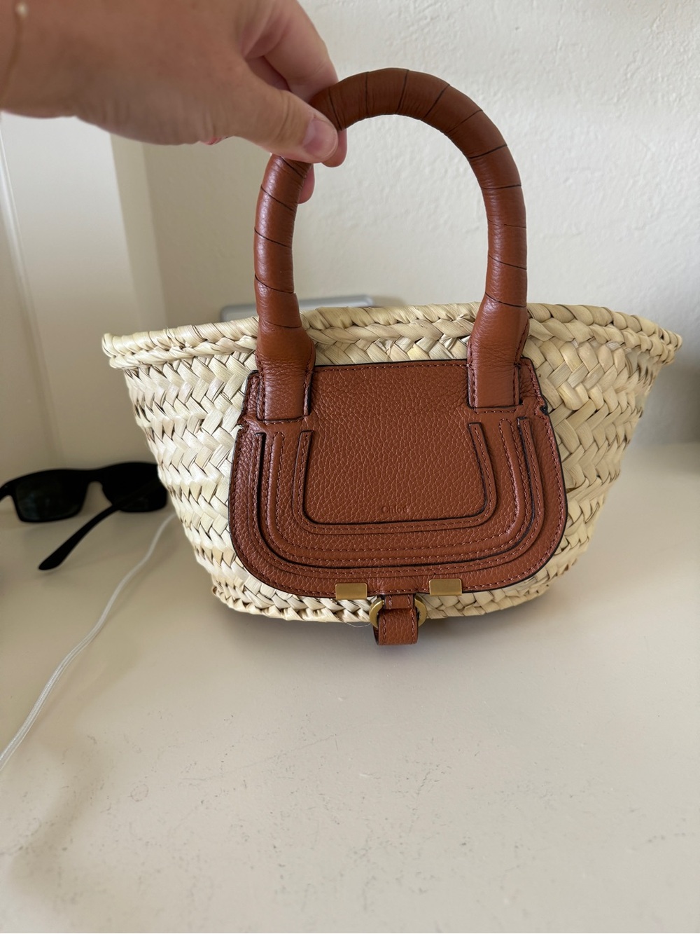 Chloé Woven Palmetto Straw Tote with Brown Leather Trim - Picture 7 of 8